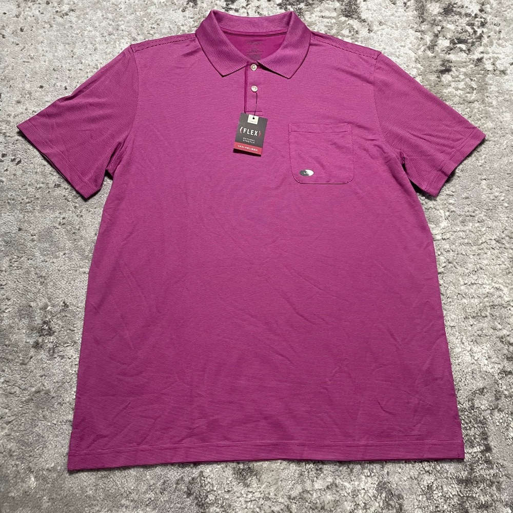 Van Heusen Mens Flex Classic Fit Short Sleeve Polo Shirt - Pink